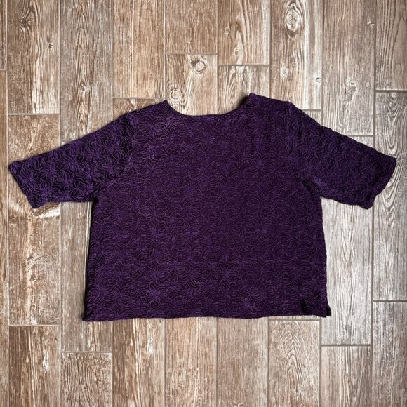 Maggie Barnes Catherines Shirt Top Women 3XWP Purple Lace Burnout Sheer Textured - Picture 6 of 6